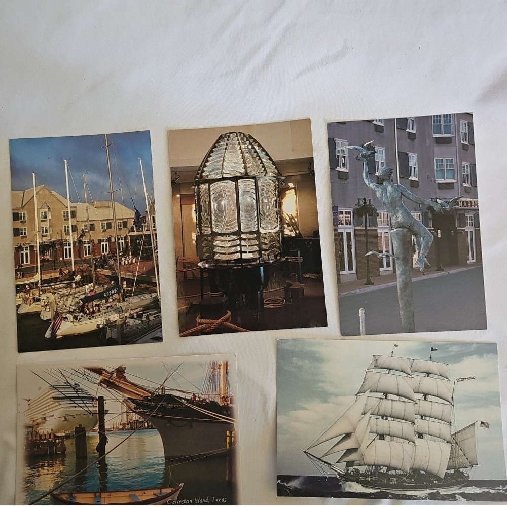 Galveston Texas Postcards lot of 5 boats‎ and marine marina theme sailboat ship
